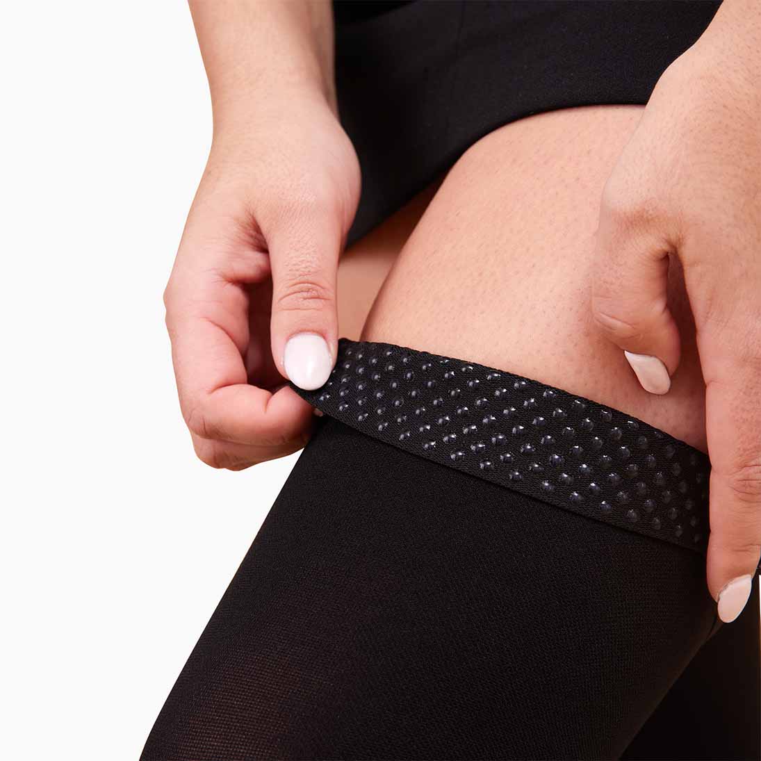 NuSoothe® Open-Toe Thigh High Compression Stockings