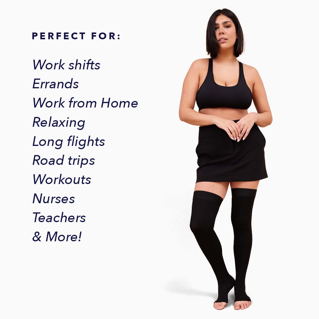 NuSoothe® Open-Toe Thigh High Compression Stockings